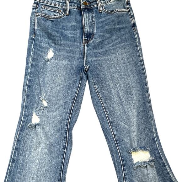 Sandrine Rose x Free People Super Flare Jeans Indigo Size 27 Distressed - Picture 5 of 16